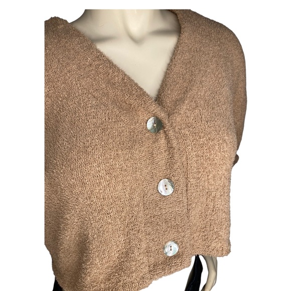 NWT! Wild Fable Super Soft Crop Top Button Down Sweater Cardigan, Taupe - Picture 6 of 8